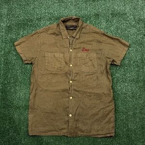 Deus Ex Machina Men’s Oversized Button Up Shirt XS Fits S Green Short Sleeve